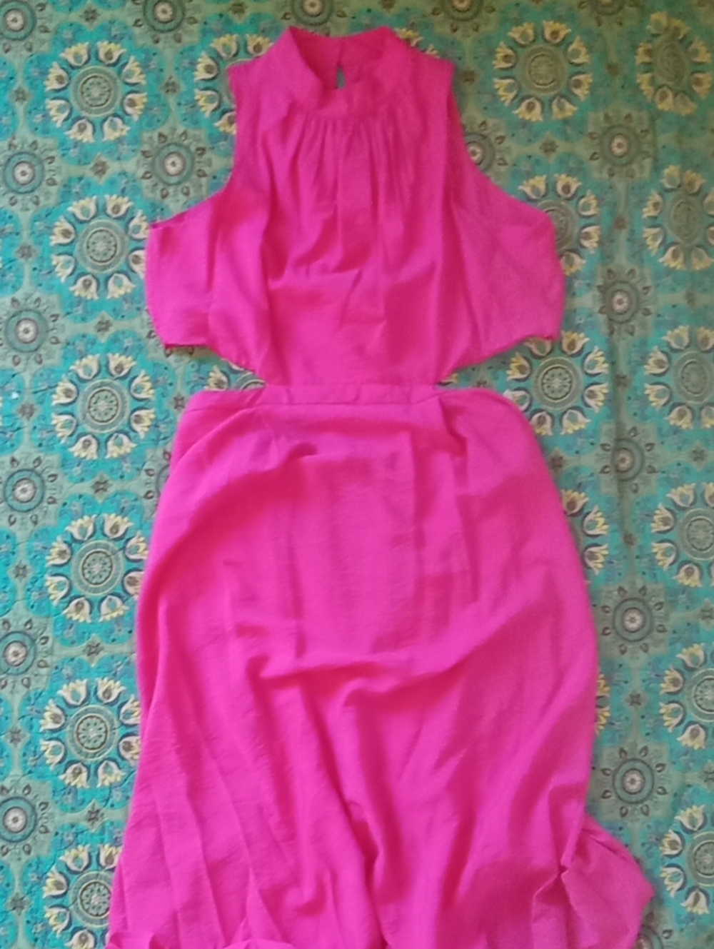sofia by sofia vergara Hot Pink Maxi Dress with Cutout Waist